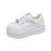Premium Sense Versatile Thick-soled Round Head White Shoes Women's Popular Board Shoes 2025 Super Hot New Spring and Autumn Casual Sports Shoes