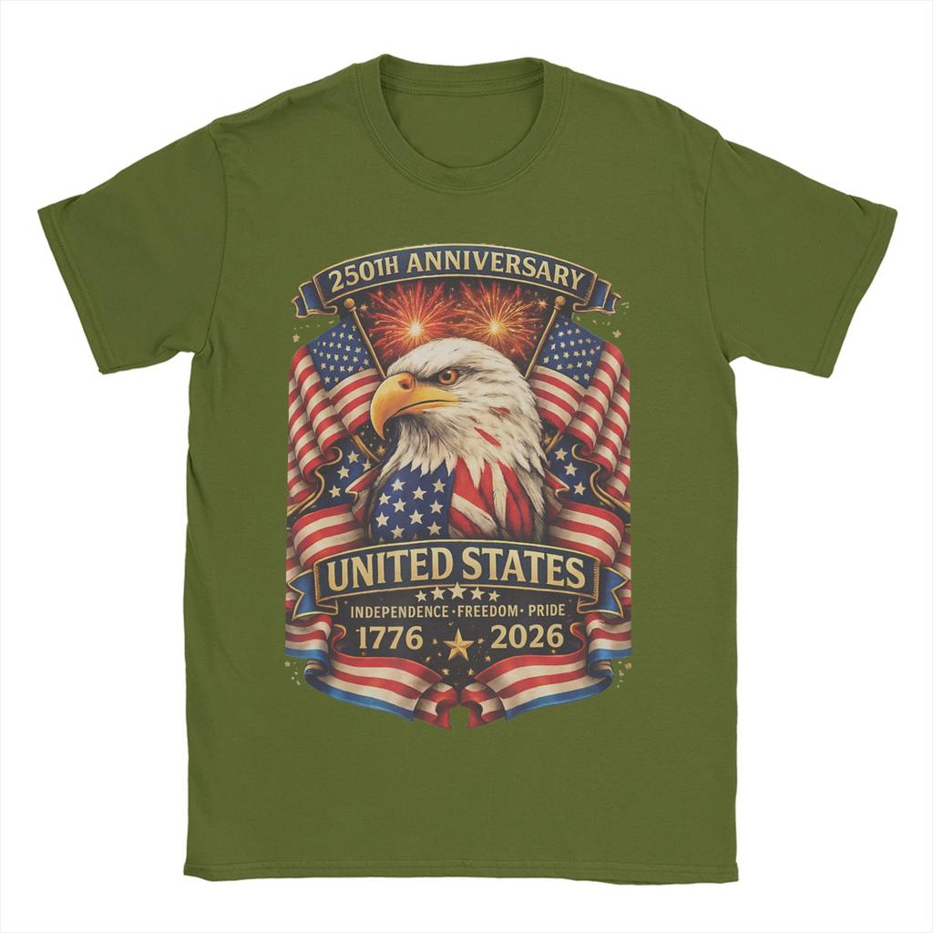 Oversized T Shirt Summer Anniversary USA Fashion T Shirts Cotton Tee Shirt for Unisexs Aesthetic Cheap Short Sleeve Tops