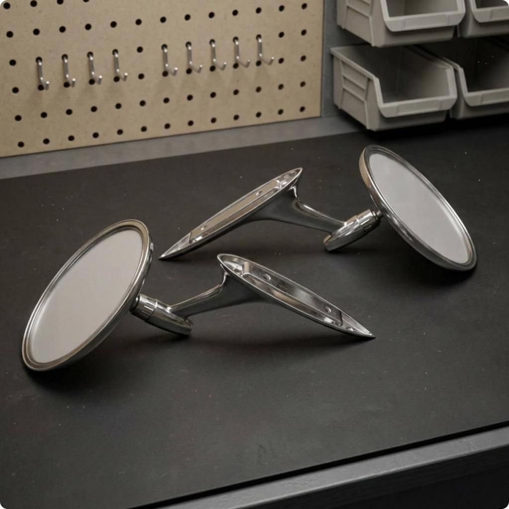 Chrome BehindView Mirror Vintage Style Classic Car Zinc Alloy Auto Accessory