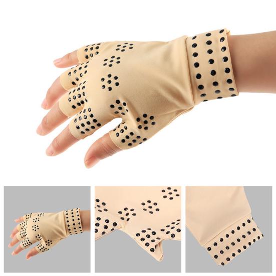 Compression Gloves 1 Pair Arthritis Half Finger Moisture Wicking Magnet Inlay Non-slip Effective Fitness Joint Pain Relief Stress Care Brace Hand for