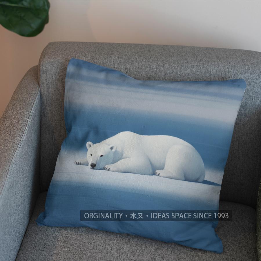2D Polar Bear And Icy Landscape Throw Pillow Pattern Cushion Cover Suitable For Sofa Bedroom Car Pillow Cover