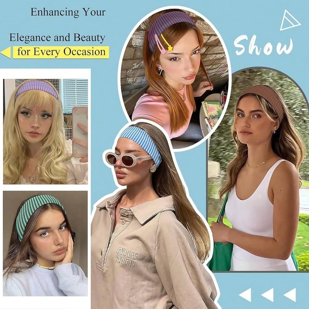 Striped Headbands, Non-Slip Elastic Fashion Headwraps For Women, Suitable For Fitness, Yoga, Running, Casual Polyester Headbands For All Seasons