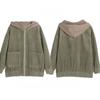 Women's Corduroy Short Versatile Hooded Loose Jacket Plus Size Korean Style Outerwear for Spring and Autumn