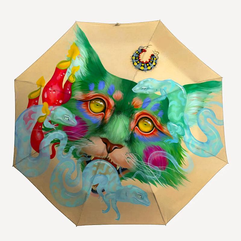 

1pc Fantasy Cat Portrait Automatic Open/close Folding Umbrella, Compact Portable Travel Umbrella, Durable Construction yy250809083