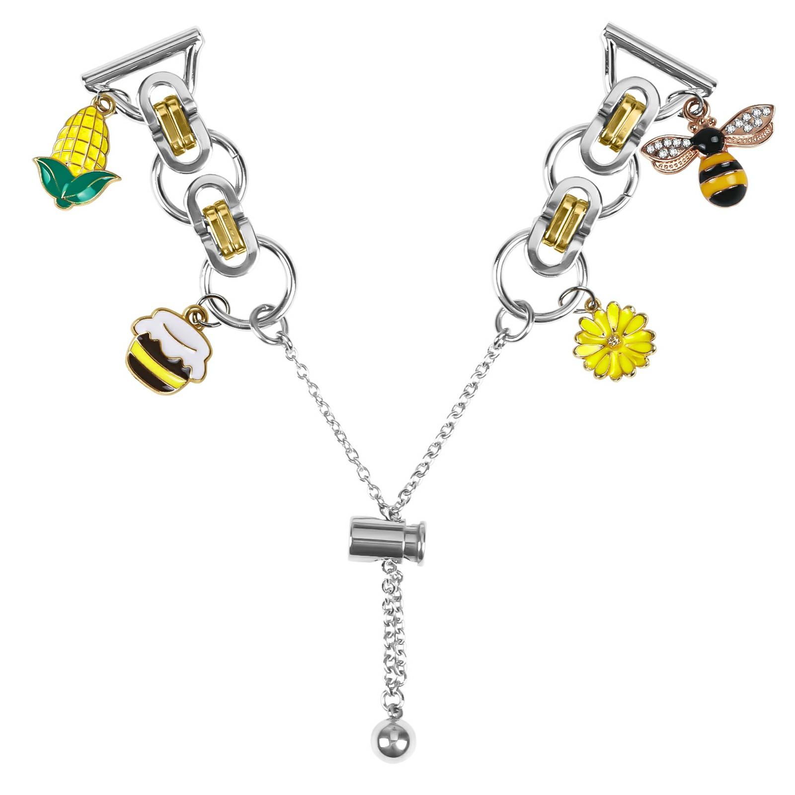 

For GarminMove Luxe/Vivomove Luxe Electroplated Metal Alloy Band Single Loop Chain Bracelet Strap Silver/Gold