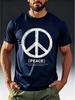 Men's Trendy T-Shirt with Hand-Painted Textured Peace Symbol + Definition Theme Print