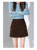 Coffee High-Waisted A-Line Denim Skirt: Women's Versatile, Multi-Pocket, Slimming Workwear Style