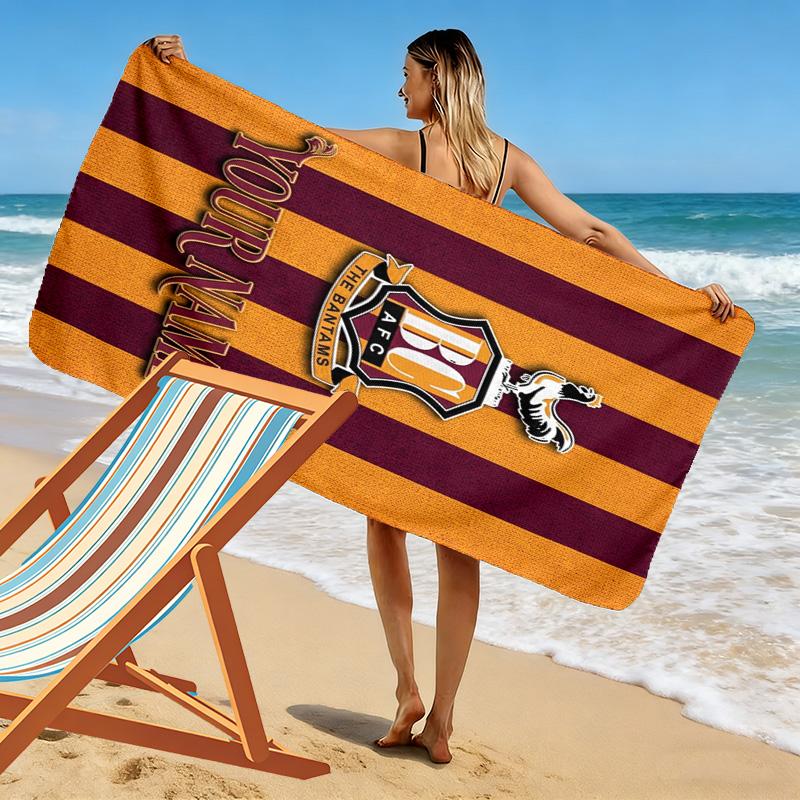 Name Custom Bradford City FC Print Beach Towel, Large Soft Quick Dry Towel for Beach Camping Swimming