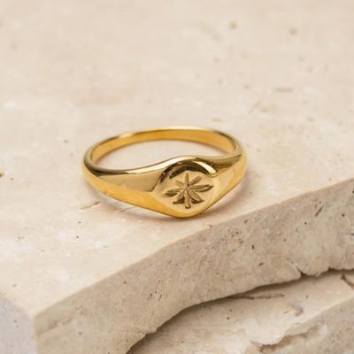 316L Edelstahl Ehering Minimalistisch Kleiner Finger Stapelbar Damen Boho Goldfarbe Hochzeitsdokument Hexagramm Form Schmucksets