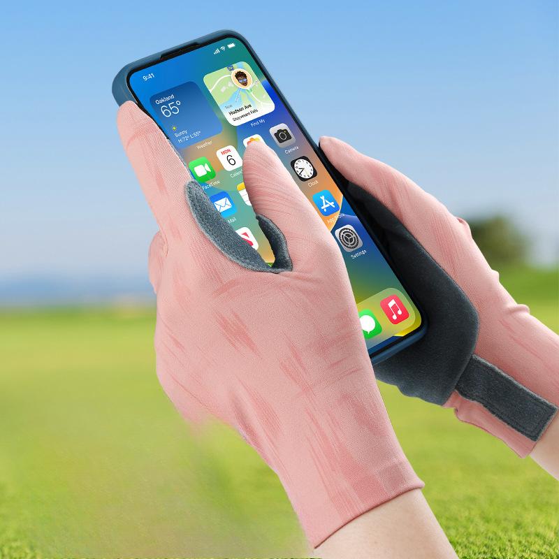 Golf Gloves for Women's Deerskin Palms Anti Slip Friction Resistant Spring and Summer Light and Breathable Sun Protection Gloves for One Pair
