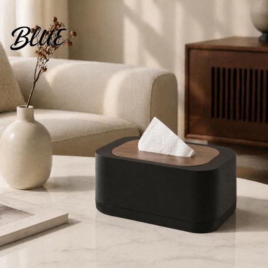 Plastic Tissue Box Cover Modern Holder  Spring Loaded Napkin Dispenser with Remote Foldable Paper Control Storage Tray for Coffee Table  Home