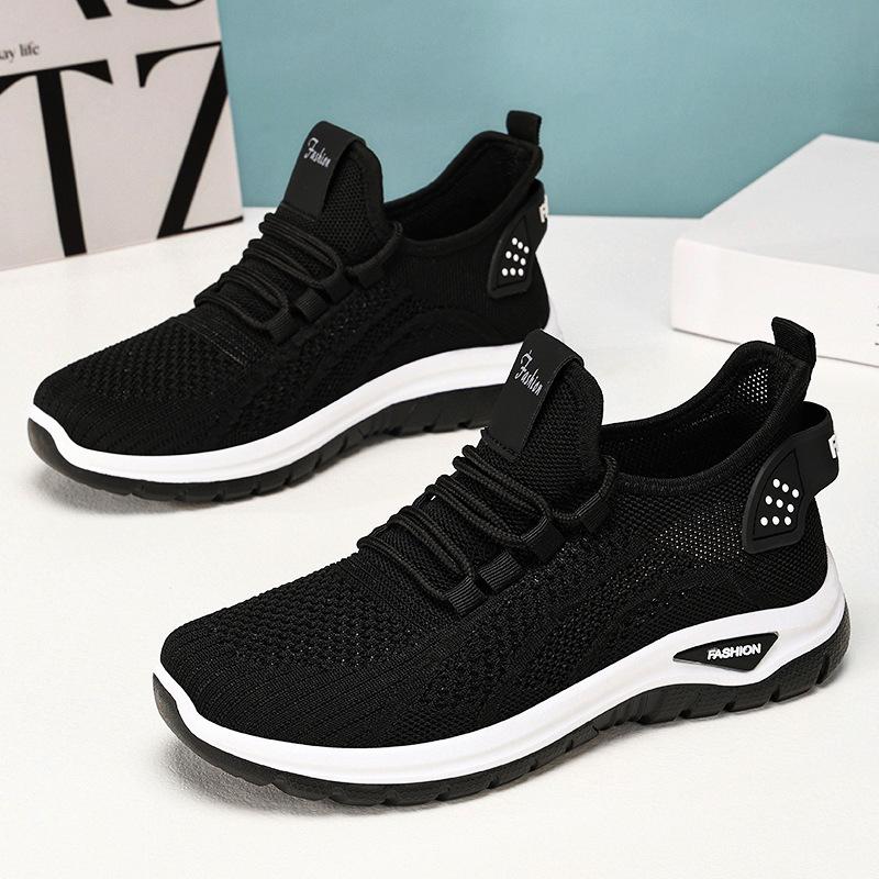 Neue Damen atmungsaktive Flyknit-Netzgewebe-Stoff weich und bequem Fußgewölbestütze rutschfest verschleißfest Mode Freizeit-Sneaker