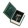 Jewelry Presentation Box with Book Style Flip Lid, Soft Lined Ring Holder Panel and Display Space for Gift Packaging