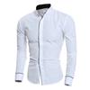 Men Shirt Business Single-breasted Stand Collar Formal Contrast Color Line Autumn Shirt for Work