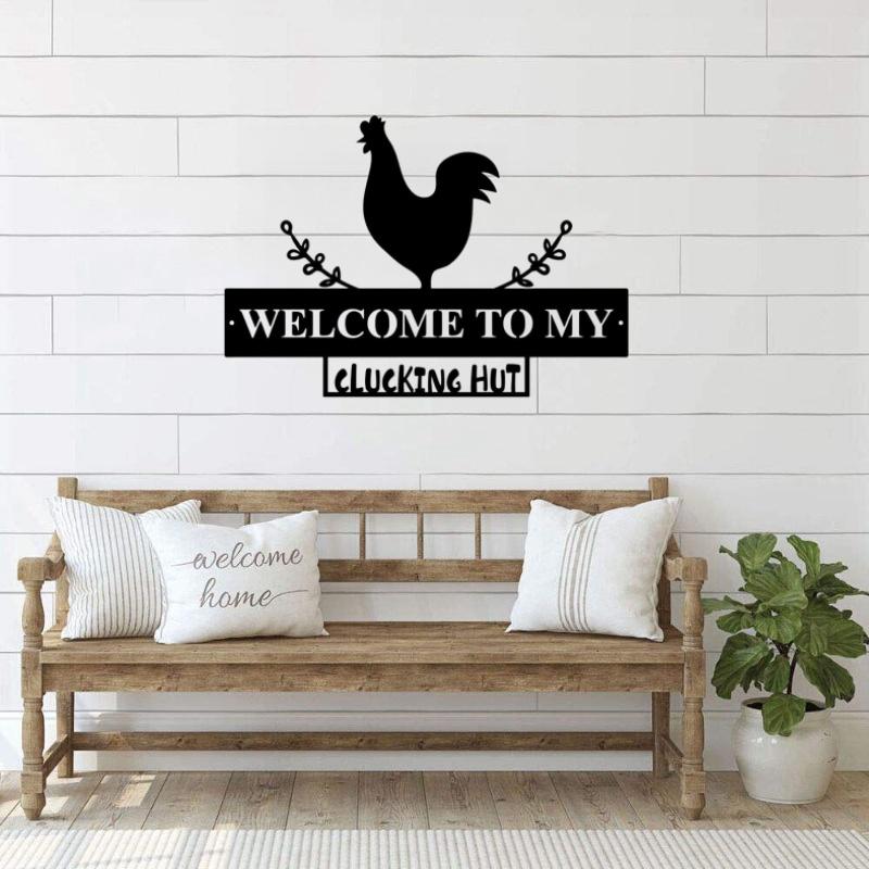 Metal Chicken Coop Sign Laser Cutting Metal Chicken House Sign Wall Hanging Decoration for Home Decoration Indoor and Outdoor