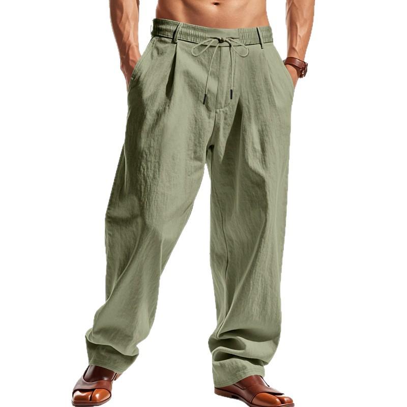 American Style Men's Casual Wide-Leg Linen Beach Pants - Four Seasons Trend
