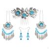 1 Comb Shape Pin Dangle Earrings Tassel Beads Ancient Chinese Cosplay Hair Barrette Earring Set