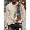 Men's Long Sleeve 3D Printed Music Guitar Printed Tops Christmas Party Casual Men's Fashion Round Neck Long Sleeve
