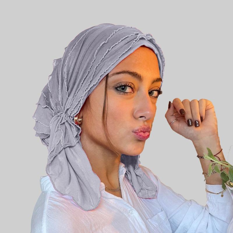 1pc Women's Hair Cap for Autumn/Winter,Breathable Pleated Fiber solid color Versatile hat,Suitable For Headscarf/Bath/Sleep Caps