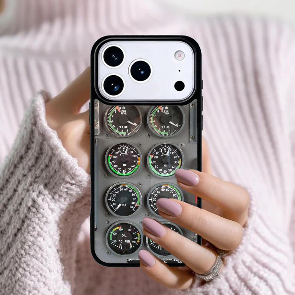 Aviation Airplane Instrument Phone Case For Apple iPhone 17 Air 16E 15 14 Plus 13 12 11 Pro Max Mini Funda Cover