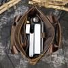Men'S Leather Handbag Vertical Crazy Horse Leather A4 Briefcase Casual Bag Business Messenger Bag Retro Shoulder Bag