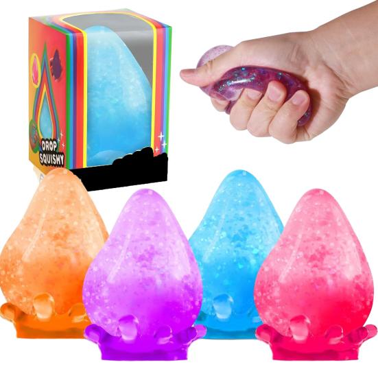 Glitter Waterdrop Stress Relief Toy Anxiety Reduction Water Drop Shape Sensory Toy with Sequins Inside Portable Decompression Stress Ball