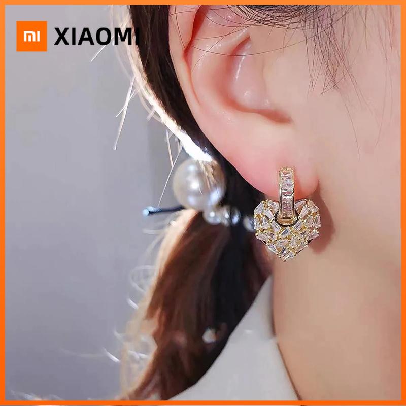 Xiaomi Huitan Dazzling Heart Drop Earrings for Women Modern Fashion Female Love Earrings Full with Geometric CZ Gift New Trendy Jewelry