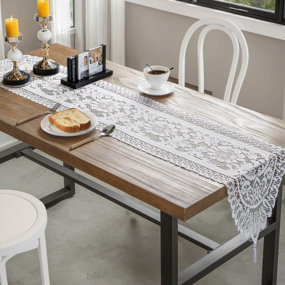 Solid Color Dining Table Mat Lace Table Decoration Retro Table Runner for Wedding Banquet