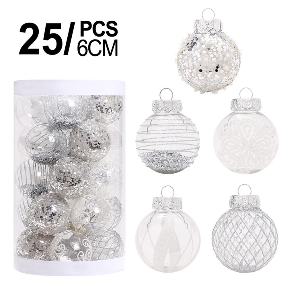 

25PCS For Holiday Glitter Ball Ornaments Set for Christmas Tree and Wedding Tree Decorations to Enhance Party Ambiance срібний