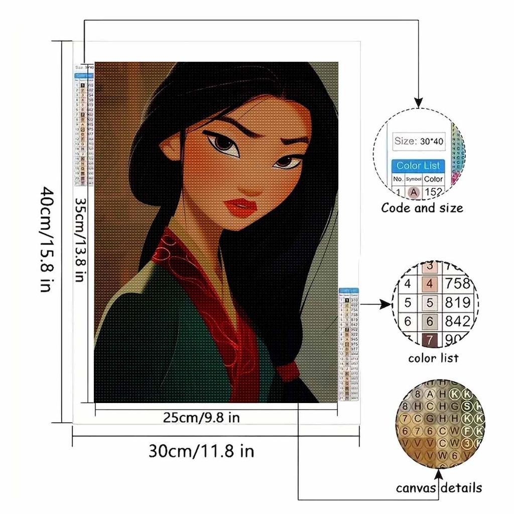Diamond Mosaic Colorful Diamond Painting Mulan Joined The Army Full Round Embroidery Cartoon Creative Hobbies Wall Decor