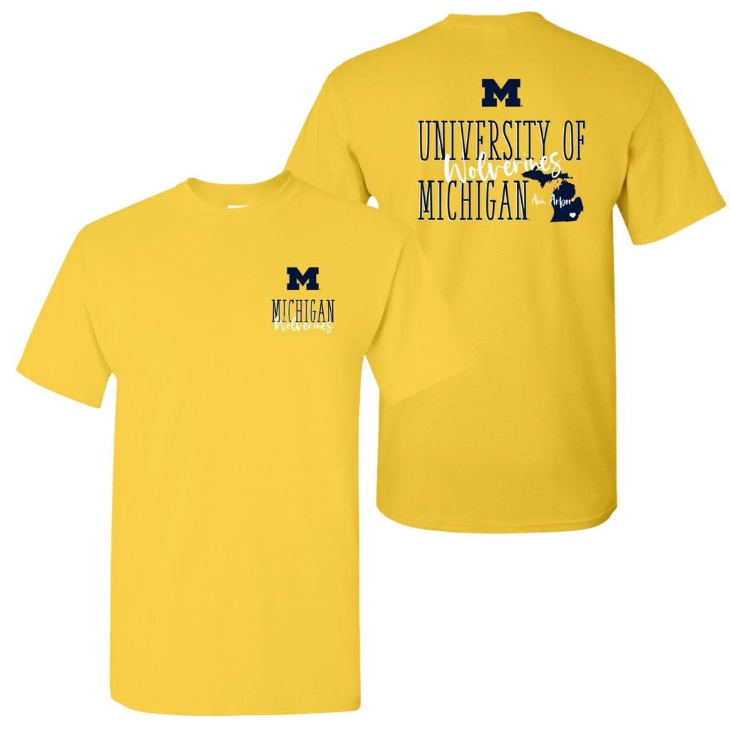 Michigan Wolverines Tall Type Tag T-Shirt - Daisy