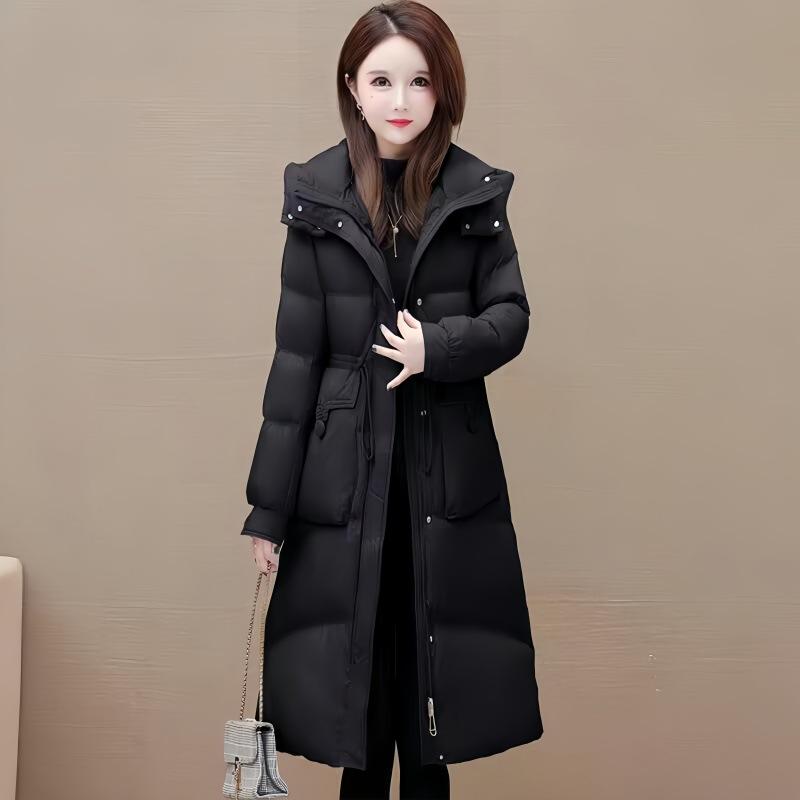 Official winter new down jacket women's medium and long white duck down thickened waist slim and thin coat