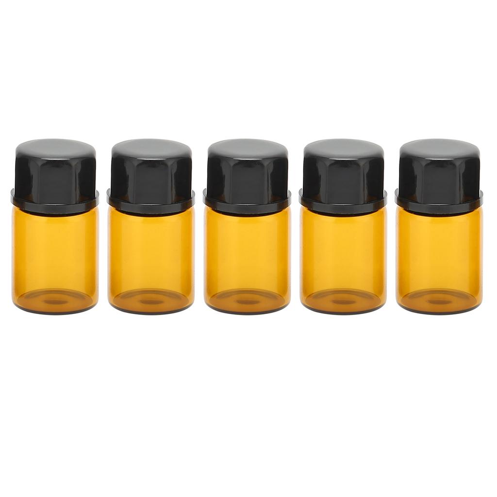 5pcs Dark Brown Perfume Separately Glass Small Bottles Portable Sample Flask 2ml