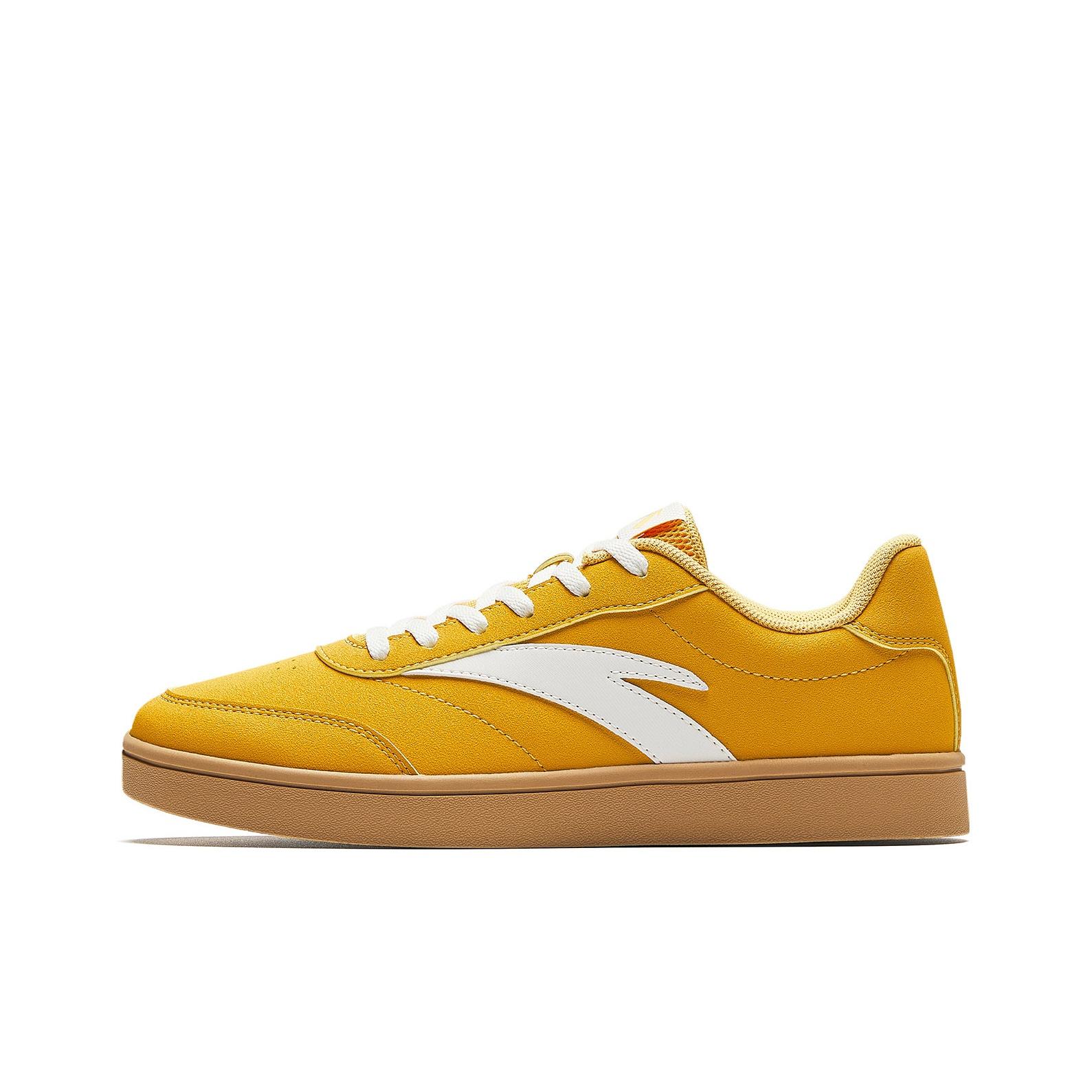 Anta Vitality Classic Retro Campus Life Fashion Versatile Thin Sole Simple Low-Top Skate Shoes Kids Sneaker Canary-Yellow Ivory-White 922618099-8 35.5