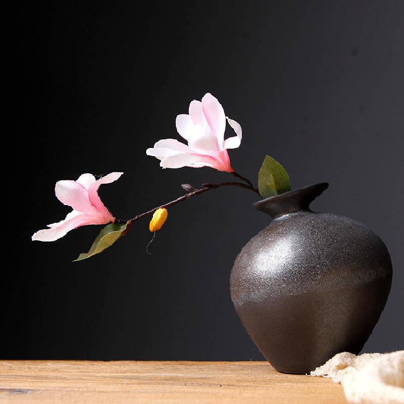 Vintage Dried Flower Ceramic Vase Coarse Pottery Zen Dried Flower Vase Flower Arrangement Utensils Hydroponic Crafts Home Decor