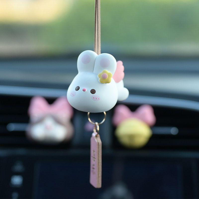 

Air Freshener Diffuser Stone Car Hanging Ornament for Women, High-End Style, Safe Little Rabbit Car Rearview Mirror Pendant, Car Interior Decoration Girly Pink Rabbit Car Hanger [Free Essential Oil]