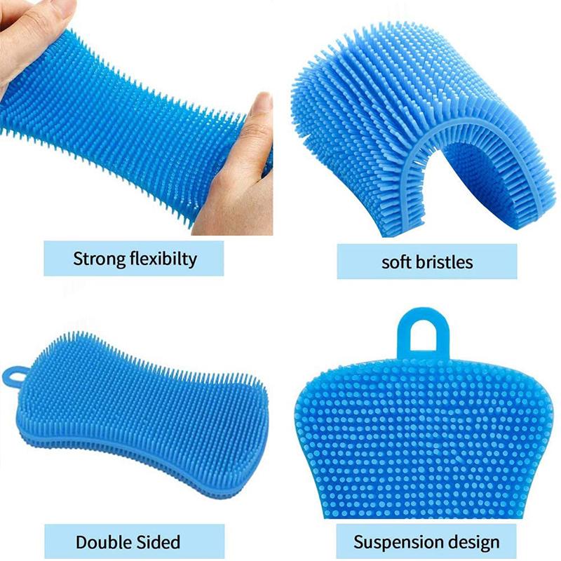 3 Pezzi Spazzola per Lavare i Piatti in Silicone Spugna per Pentole e Padelle Spazzola per Pulizia Cucina Tamponcino Abrasivo in Silicone Spazzola per Lavare Pentole, Padelle, Frutta e Verdura