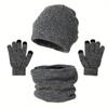 Meier Neues gestricktes Wintermützen-, Schal- und Handschuh-Set - stilvolle einfarbige Ausführung