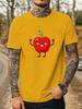 Unisex O Neck Tee Cute Smiling Apple Cartoon Graphic Print Cotton Short Sleeve Loose Summer Breathable Daily Casual Basic Wear Top