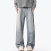 American Style Grinding White Gradient Washing Jeans Men's Wind High Street Loose Straight Wide-leg Pants