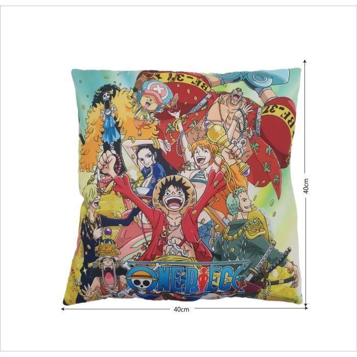 Coussin Double Face - Carré - ONE PIECE - Luffy Et Son Équipage - Microfibre - 40 X 40 Cm
