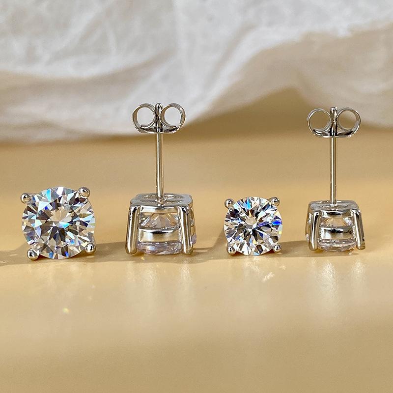 Cercei Rotunzi cu Diamante 3-8mm 1 Pereche Argint Casual Bărbați Femei Simpli Stud de Ureche Pentru Petrecere Cadou cu Piatră Prețioasă