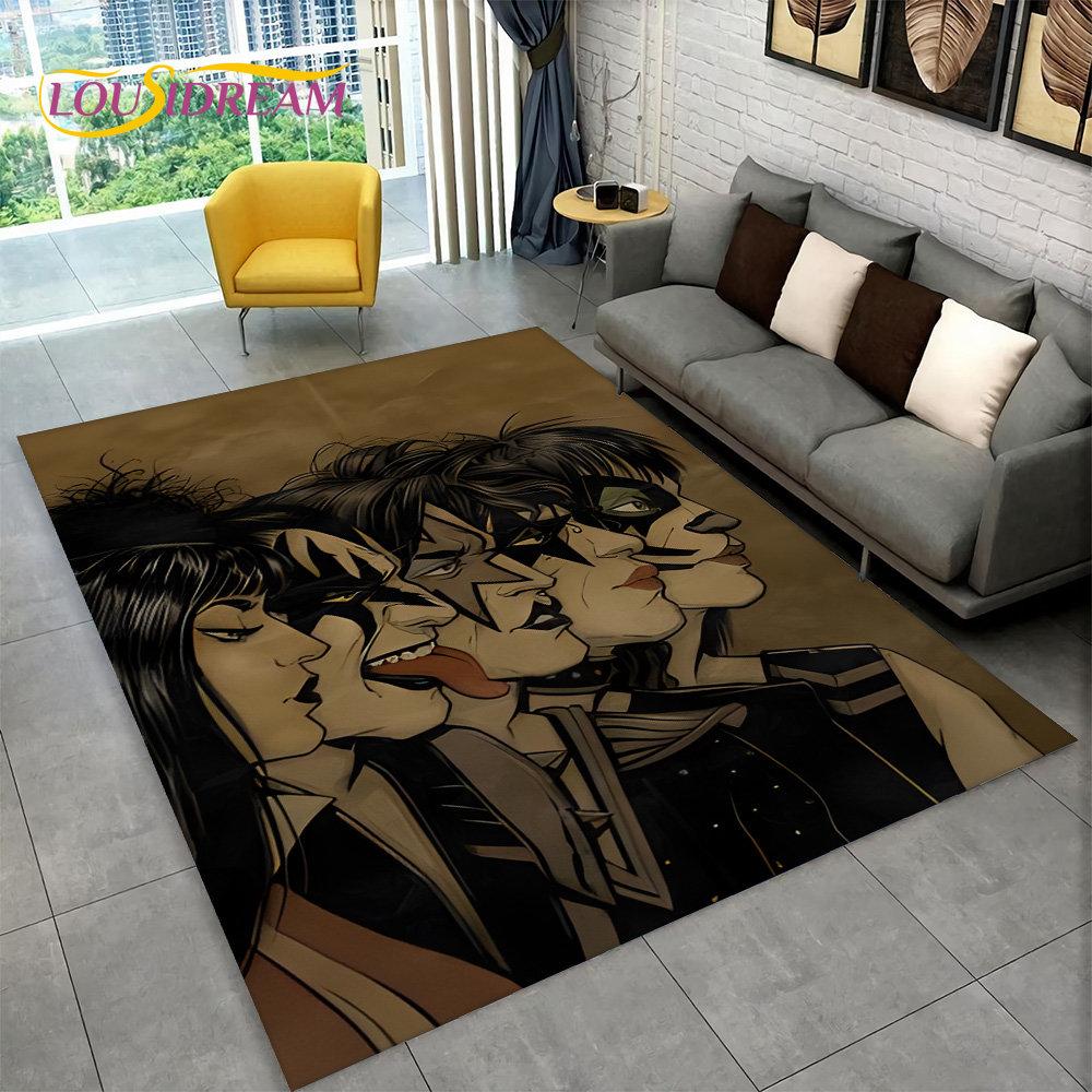 KISS Rock Band Retor Teppich, Teppich für Zuhause, Wohnzimmer, Schlafzimmer, Sofa, Fußmatte, Dekor, Küche, rutschfeste Bodenmatte Alfombra
