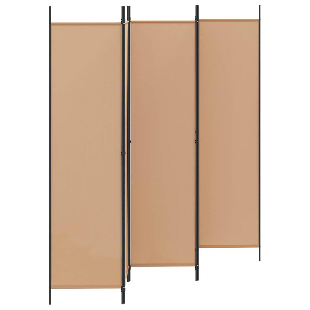 5 Panel Room Divider Beige 250 X 200 Cm Fabric