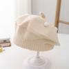 Soft Kids Knitted Beret Hat Solid Color Painter Cap Cute Pom Pom Beanie  Infant