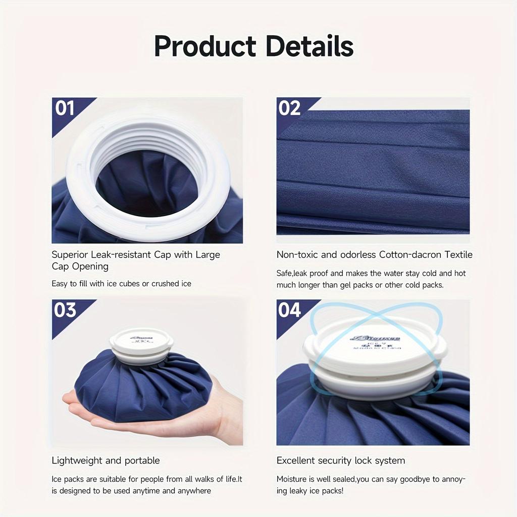Draspotee 3pcs/11"/9"/6" Reusable Ice Bag, Ice Pack, Hot Water Bag, Hot Water Bottle.