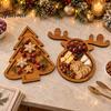 Solid Wood Appetizer Platter Christmas Tree And Elk Serving Tray, Durable Partitioned Wooden for Guests Food Platter, Decorative Dinnerware