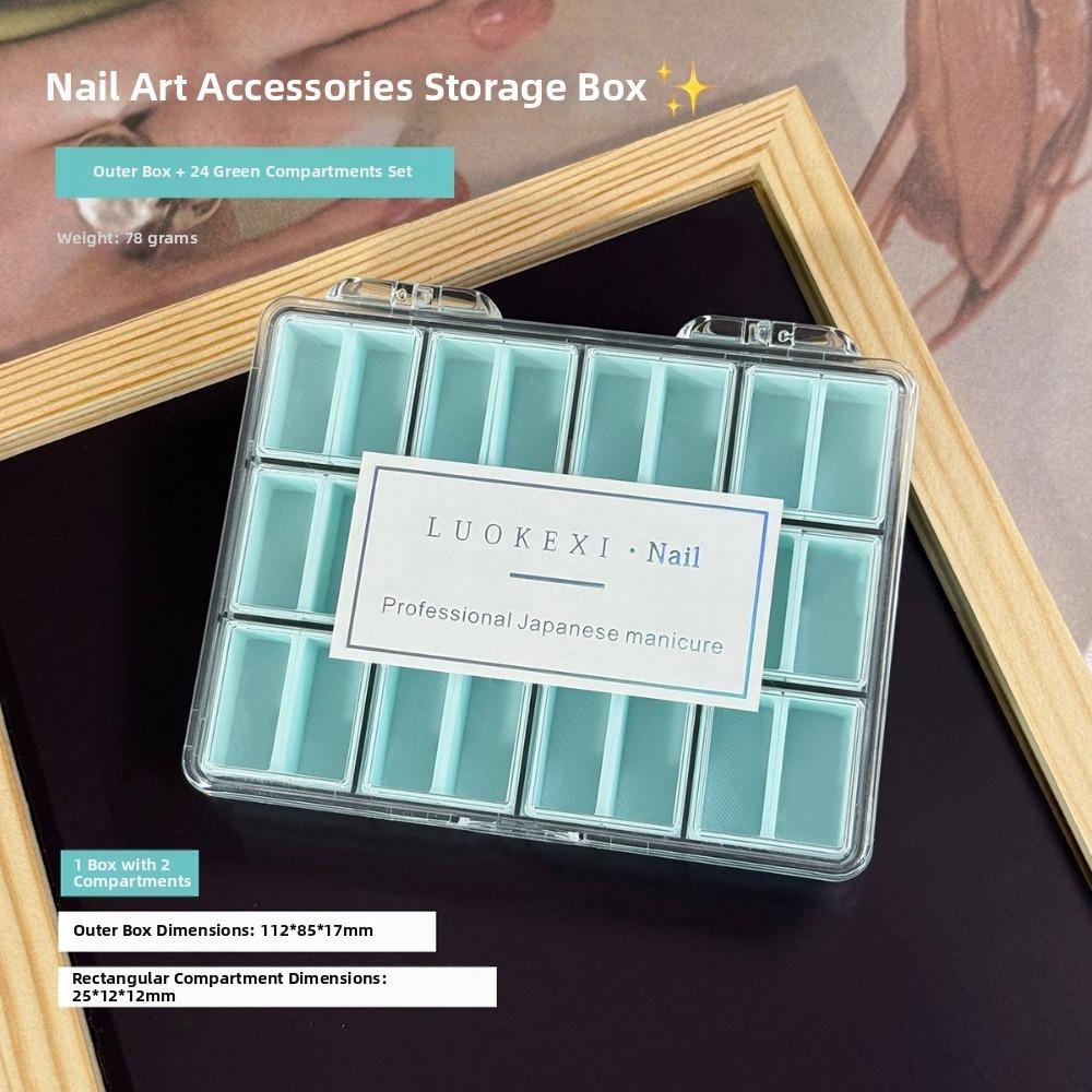 Compartment Nail Art Storage Box 24/36/48Grids Nail Decoration Box  for Nail Art Decorations