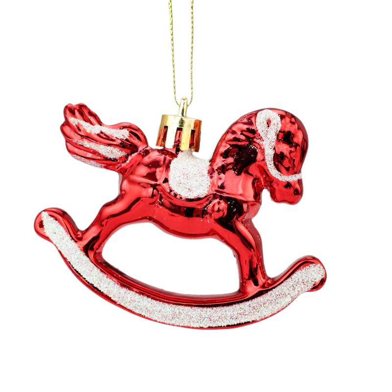 3PCS/set Small Rocking Horse With Lanyard Hanging Ornaments Xmas Tree Animal Pendant Home Party New Year Decoration