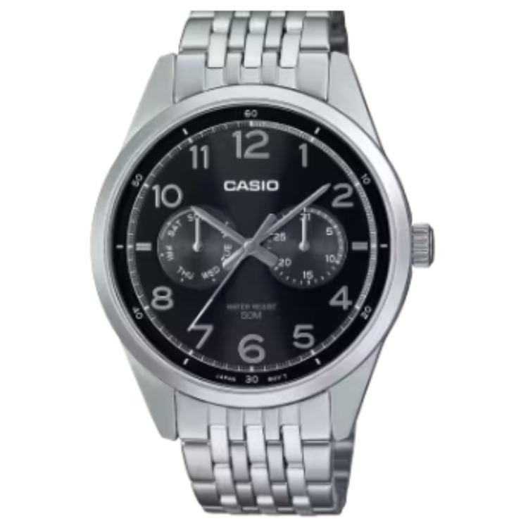 CASIO 50m Waterproof Quartz Movement Stainless Steel Strap Watch Men s Watches Black Dial MTP-E340D-1AV Black Dial